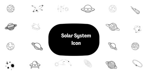 Solar System Planet Icon Set – Minimalist Astronomy Illustrations for Science Education, STEM Learning, and Space Research Branding © Rabia