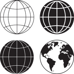 Obraz premium Black and white map with latitude and longitude lines, minimalist latitude longitude geographic