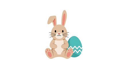 Obraz premium Easter bunny, cartoon rabbit, colorful egg, holiday icon