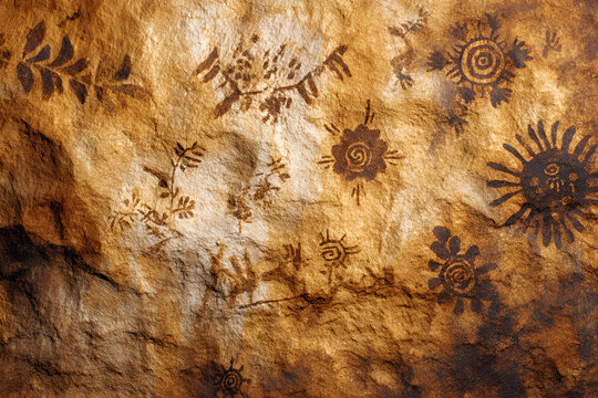 Ancient Aboriginal Rock Art Cave Paintings Depicting Indigenous Culture and History.
