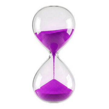 A purple sand timer with glass bulbs