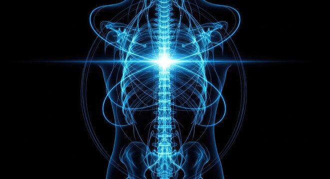 Human spine radiance a glowing blueprint of the central nervous system and skeletal structure