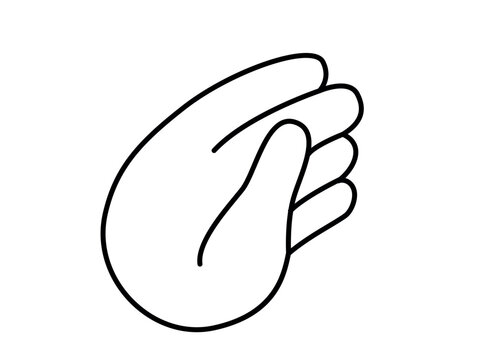 Pinching hand gesture vector. Symbol for small size, tiny amount, or bit. Minimalist flat cartoon outline illustration isolated on white background. Measure and little sign