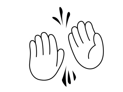 Clapping hands gesture vector. Applause for celebration, success, and victory. Minimalist flat cartoon outline illustration isolated on white background. Audience praise sign
