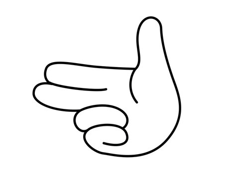 Finger gun hand gesture vector. Playful shooting sign for goal aiming and success. Minimalist flat cartoon outline illustration isolated on white background. Creative choice sign