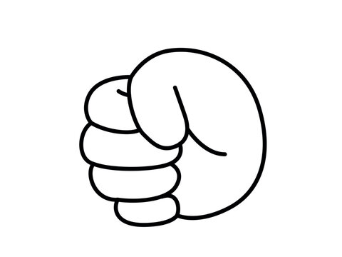 Fist hand vector icon. Clenched gesture for power, strength, protest, and revolution. Minimalist flat cartoon outline illustration isolated on white background. Solidarity symbol