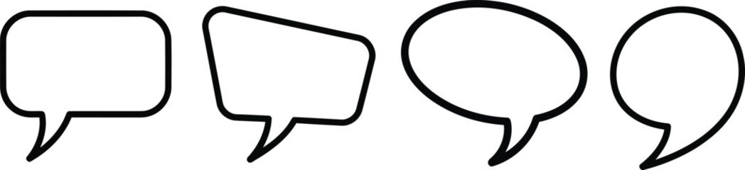 Fototapeta premium A collection of four distinct hand drawn speech bubble icons arranged in a neat horizontal row Vector