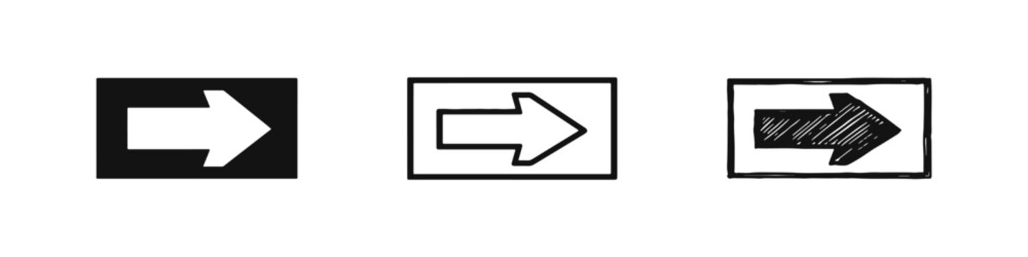 Directional Right Arrow Exit Sign Icon Set