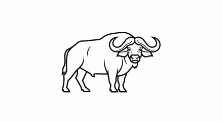 Obraz premium A bold black outline drawing of a majestic Cape buffalo standing