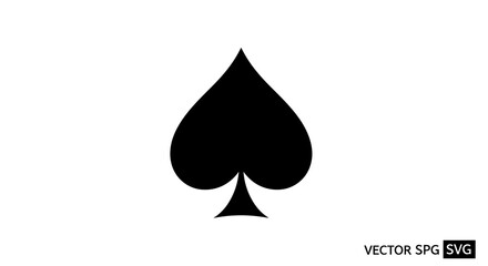Fototapeta premium Black Spade Symbol, Playing Card Icon, Simple Vector Graphic on White Background