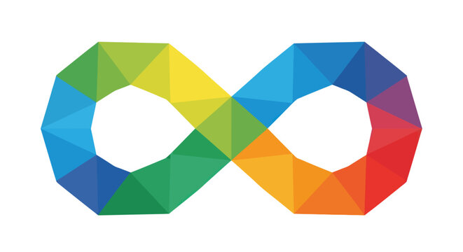 Colorful infinity symbol in geometric low poly style for neurodiversity awareness