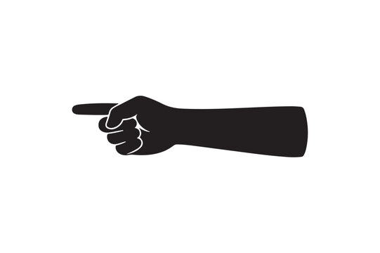 Pointing Left Hand Silhouette Icon, Side Direction Vector
