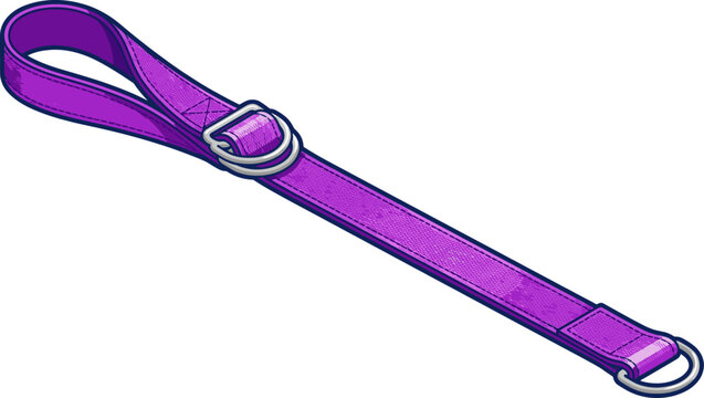 Purple yoga strap with metal d-rings for stretching