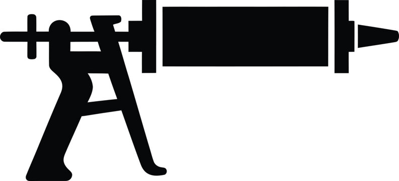 Black silhouette icon of a professional heavy duty caulking gun vector illustration