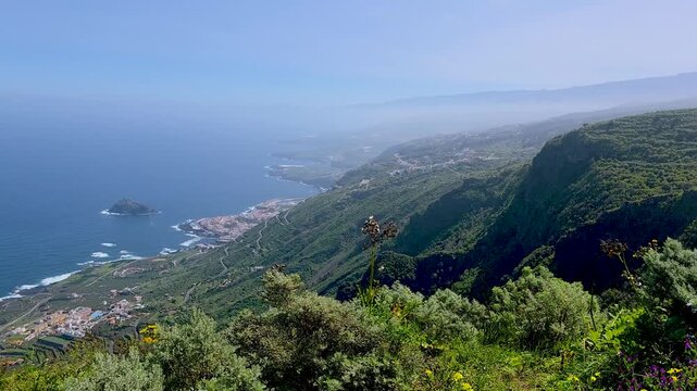 Punta de Teno coast in Tenerife with haze and Teide view