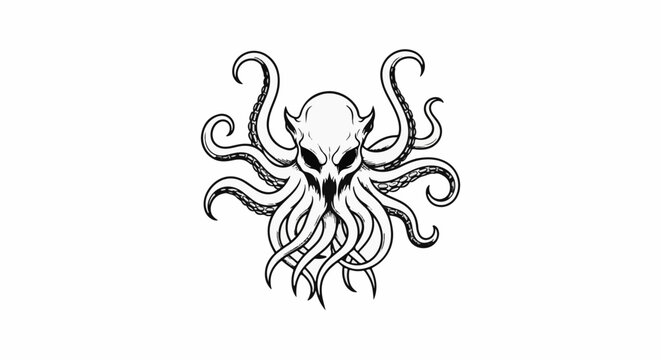 A monstrous octopus-like creature with a skull head and swirling tentacles