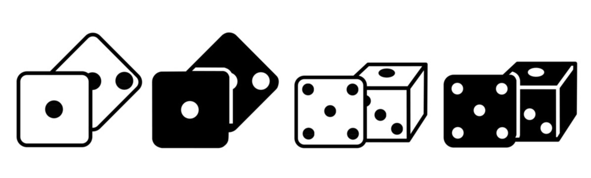 Silhouette of dice icon illustration on white background. Dice icon set for business. Stock vector.
