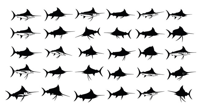 Marlin Fish Silhouettes Collection: Sport Fishing Icons