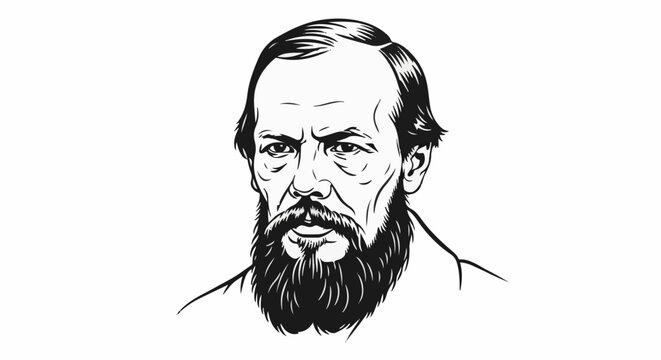 Black and white portrait of a stern, bearded man with receding hairline