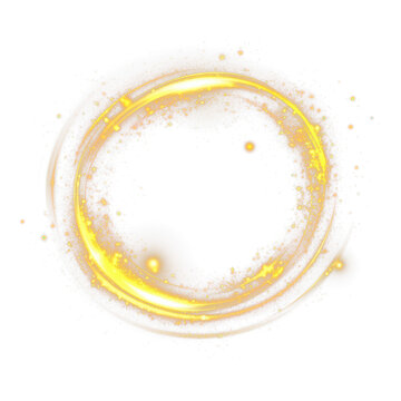 magical christmas light swirl of golden lines and gold glitter spiral effect isolated on white or transparent png