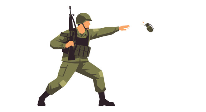 Soldier throwing a grenade in action pose.