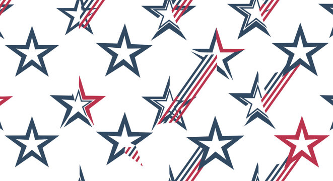 Seamless pattern of red, white, and blue stars and stripes