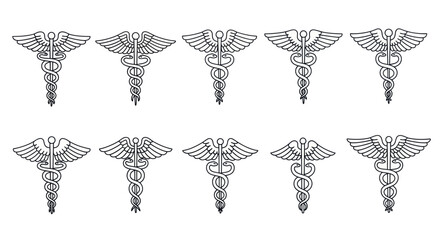 Seamless pattern of Caduceus medical symbols on white background. © Arus LMH
