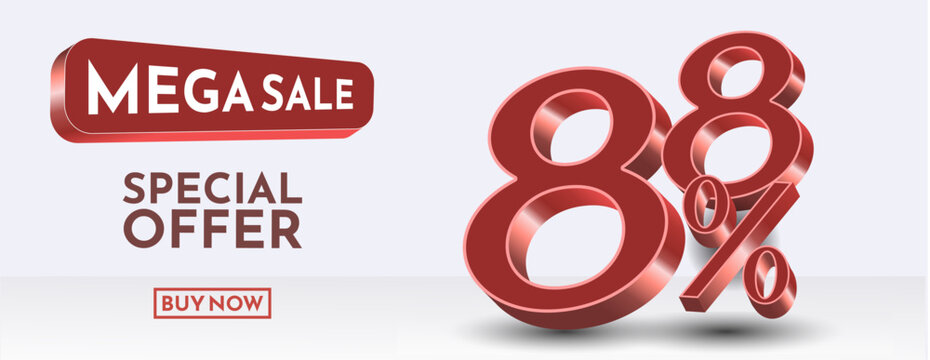 88 percent Off. 3d golden number 5. Sale banner. Vector illustration. Editbale vector.