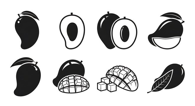 Black and white mango icons.