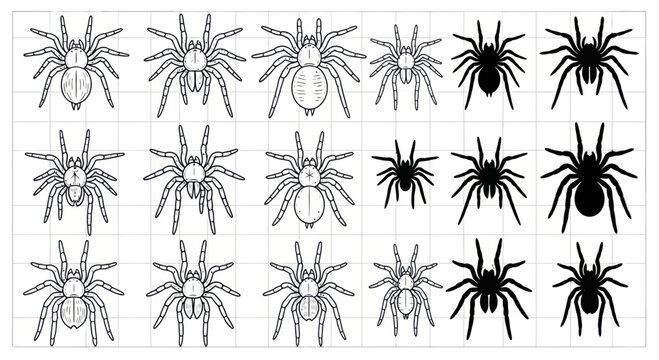 Spider Silhouettes and Line Drawings Collection