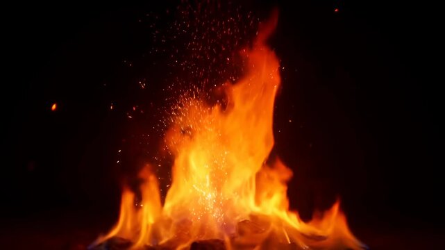 Abstract fire flame blaze ember spark smoke heat burn glow orange dark background with bright energy danger, burning sparks, ignition, combustion, warmth, torch, inferno, flicker, and rising smoke