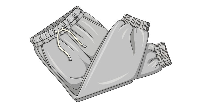 Illustration of gray sweatpants with drawstring on white background