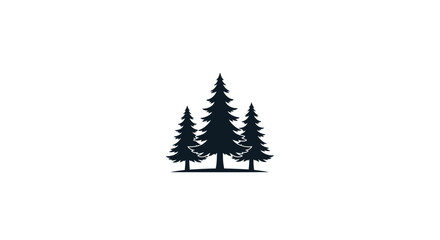 Three Pine Trees Silhouette Isolated on White Background © Salon