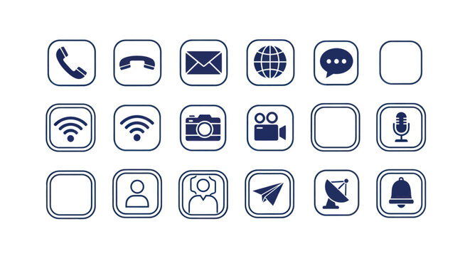 Modern communication and technology icon set for web and apps