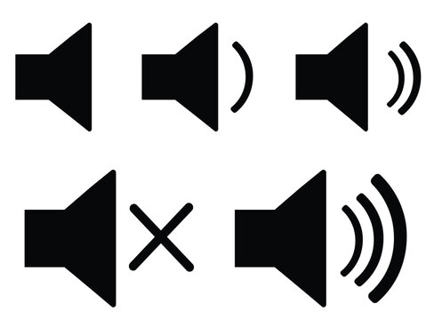 Speaker Volume Icon Set with Sound Levels