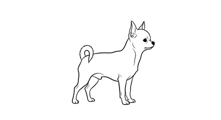 Fototapeta premium Chihuahua Dog Outline Drawing Standing and Looking Sideways