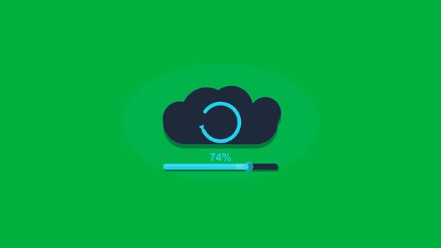 Data synchronization successful icon with cloud symbol and progress bar.