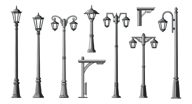 Collection of various street lamps.