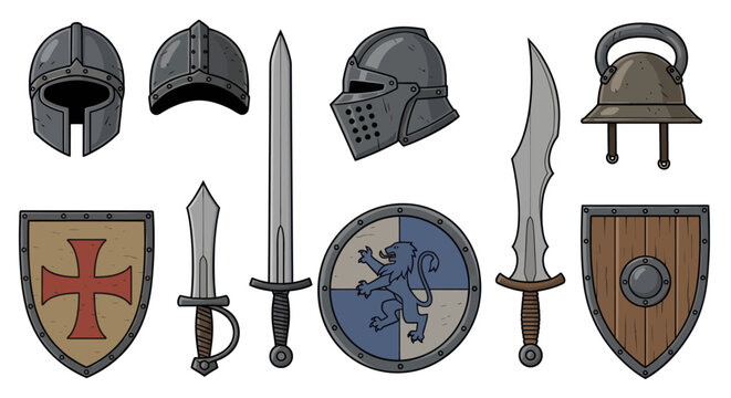 Medieval armor and weapon set.