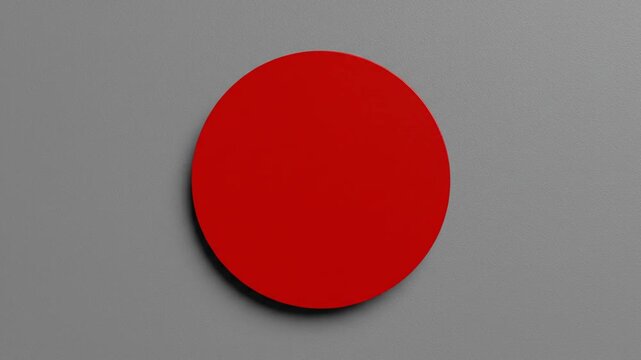 Large red circle on a gray background with shadow effect