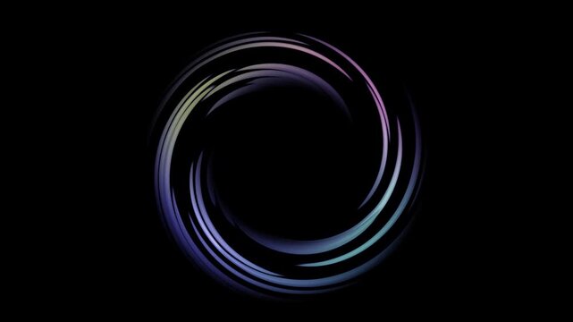 Blue and Yellow Magic Spiral Circle Motion FX on black background , Colorful Energy Vortex Overlay 4K