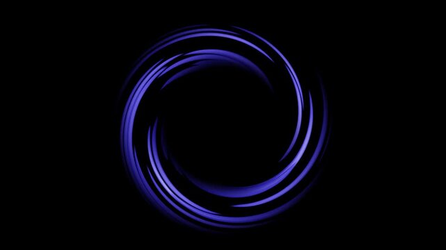 blue Magic Spiral Circle Motion FX on black Screen, Hypnotic Energy Loop Overlay 4K