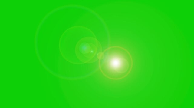 Golden Sun Burst Lens Flare FX on Green Screen, White Gray Light Rays Chroma Key Loop Animation 4K