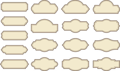 Elegant vintage label frames collection with classic design. Templates for premium logos, badges and ornate banners. Vector illustration set in cream and brown colors. © Olesia