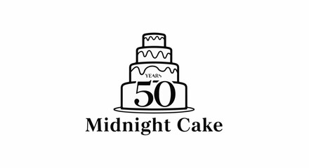 Naklejka premium A stylized multi-tiered cake illustration with the number 50