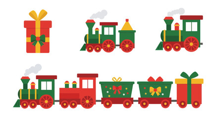 Christmas Train with Gifts: Festive Holiday Transportation and Presents © siti