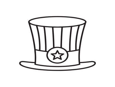 Simple line drawing of a classic uncle sam top hat with a star emblem