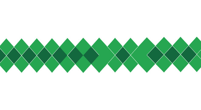 Minimalist green diamond geometric pattern border on white background