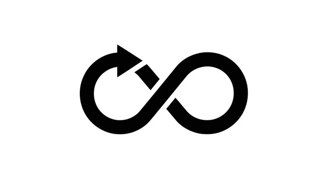 Infinity loop arrow symbol representing continuous cycles and repetition.