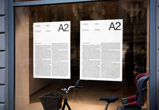 Mockup Of Two Vertical A2 Customizable Posters